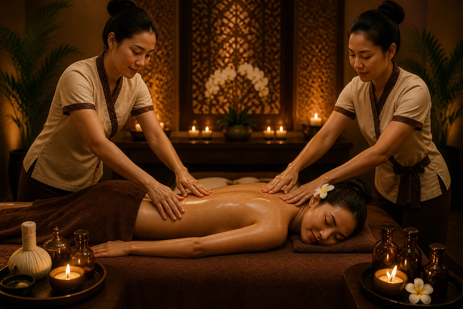 Four hands massage by two therapists Dubai
